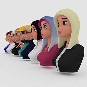 nine VR female avatar characters