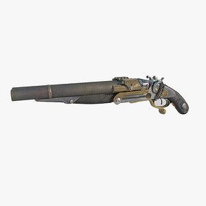 Old style weapon double barreled gun 3D