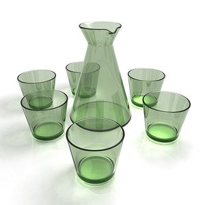 Glass Carafe Decanter + Drinking Glass
