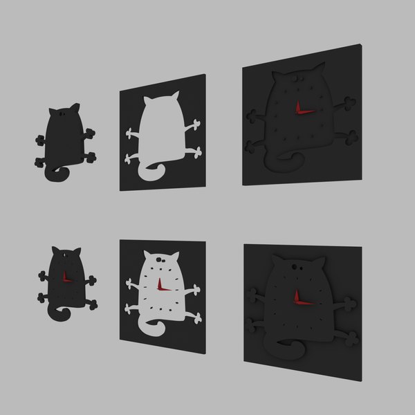 modelo 3d cat cartoon-wall-clock - TurboSquid 2018175