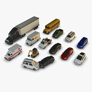 3D lowPolyVehiclespackaged