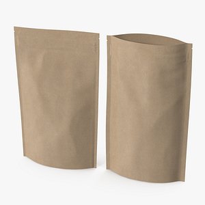 3D zipper kraft paper bags model