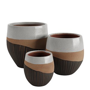 3D model Neutral Earth Tones Vases Set
