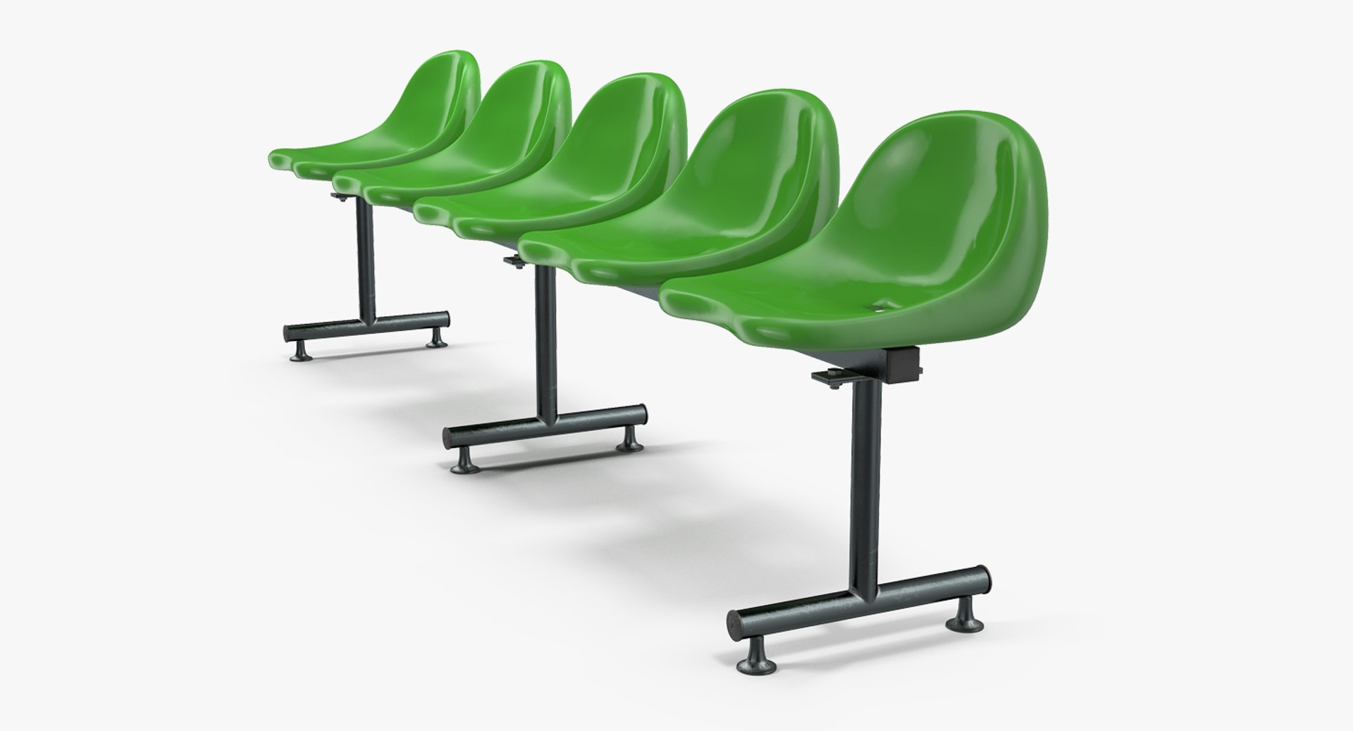 Plastic Chairs Row of 5 Seater 3D Model 3D model preview