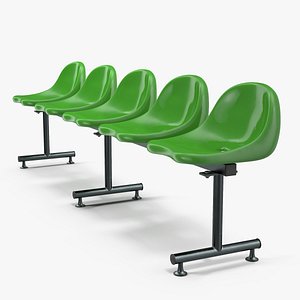 Plastic Chairs Row of 5 Seater 3D Model