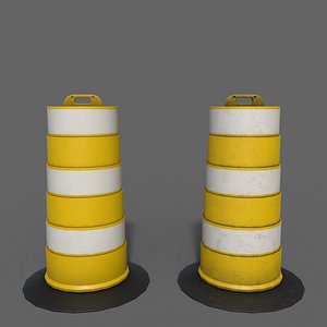 PBR Traffic Drum Barrel Yellow 3D