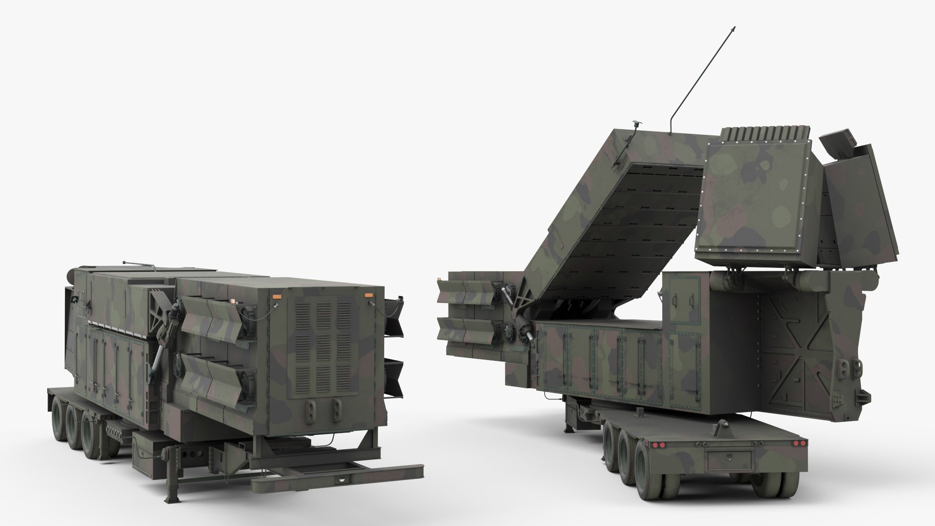 Military Phased Array Radar System Camouflage Paint Rigged for Maya 3D model preview