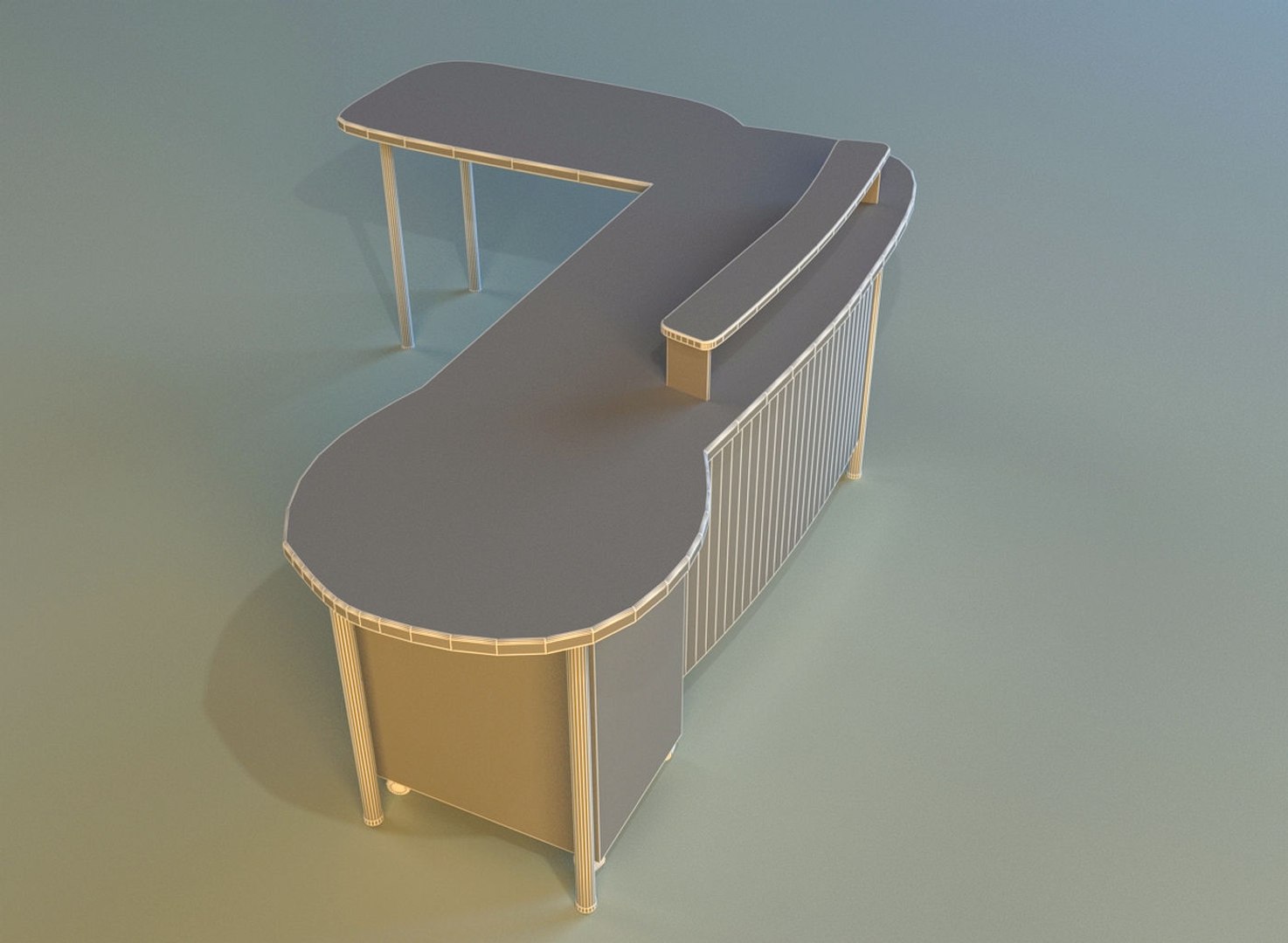 3d Model Of Large Computer Desk