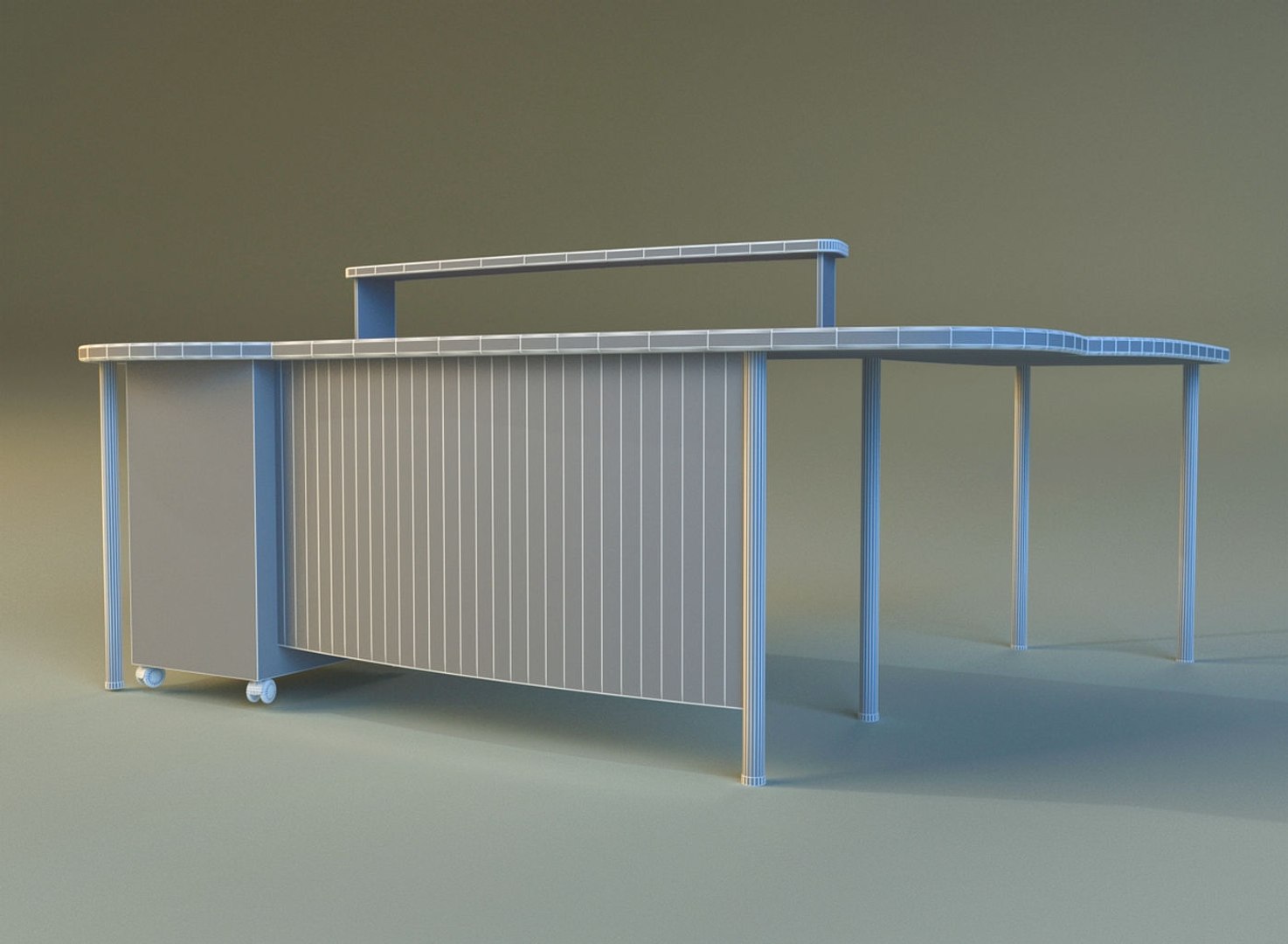 3d Model Of Large Computer Desk