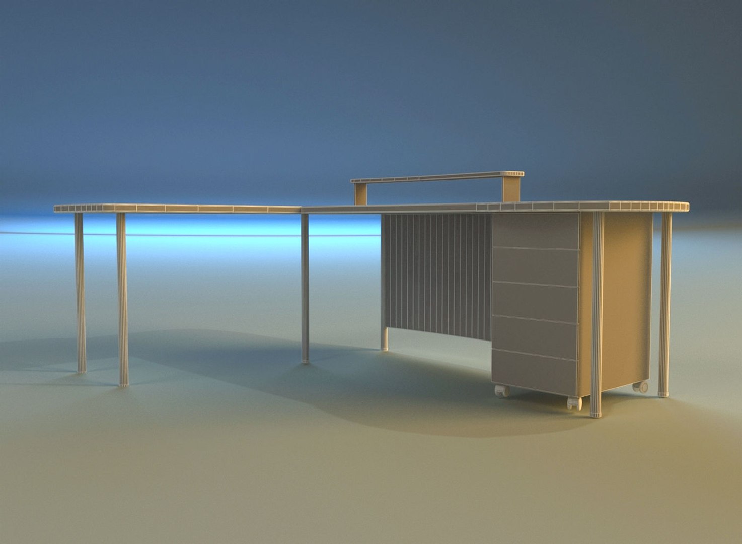 3d Model Of Large Computer Desk