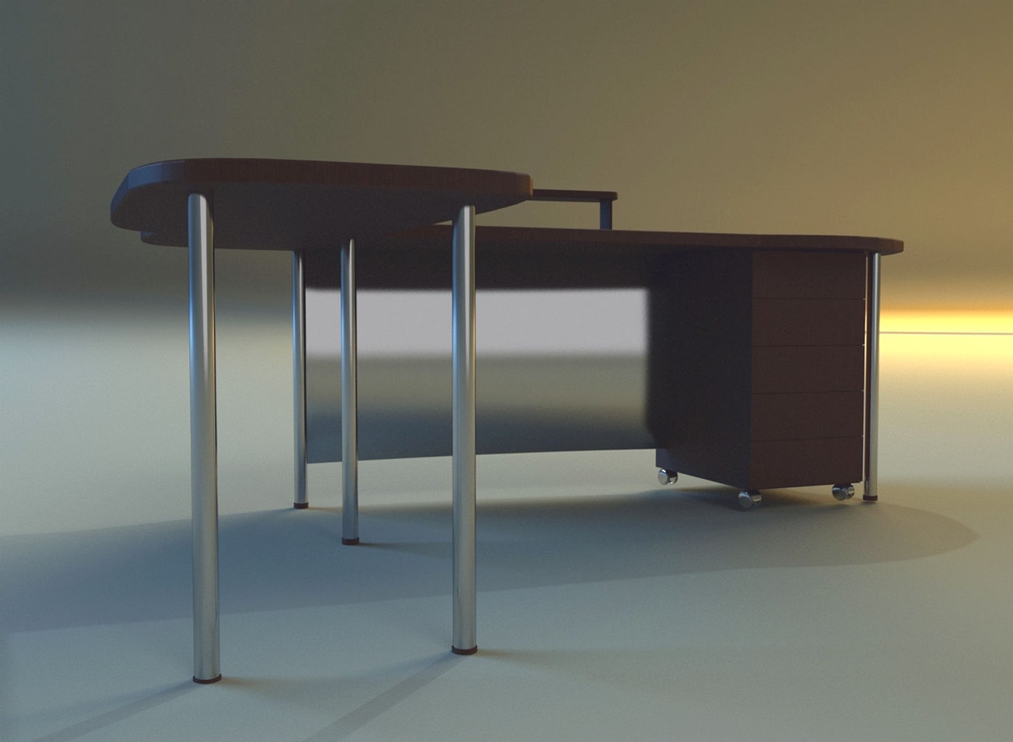 3d Model Of Large Computer Desk