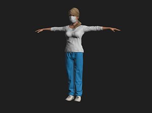 3D nurse character rigged model