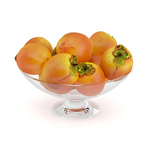 persimmon fruits glass bowl 3d max