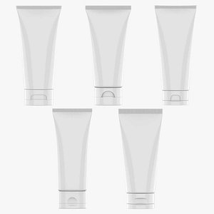 3D model Realistic Cosmetic Cream  Flip Top Cap Mockup 5 Squeeze Tube Cap Variations Set