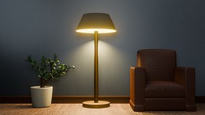 Floor Lamp with Furniture and Decorative Plant