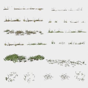 16 in 1 Bushes Collection 05 Weeds - Game Assets - Low Poly