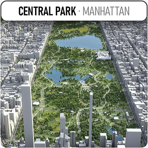 3D central park surrounding - model