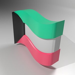 Kuwait Flag 3D Model-Office Flag -Game Ready-CAD Model model