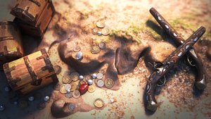 3D pirate wooden treasure model