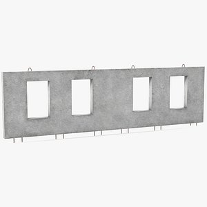 3D model concrete panel windows long