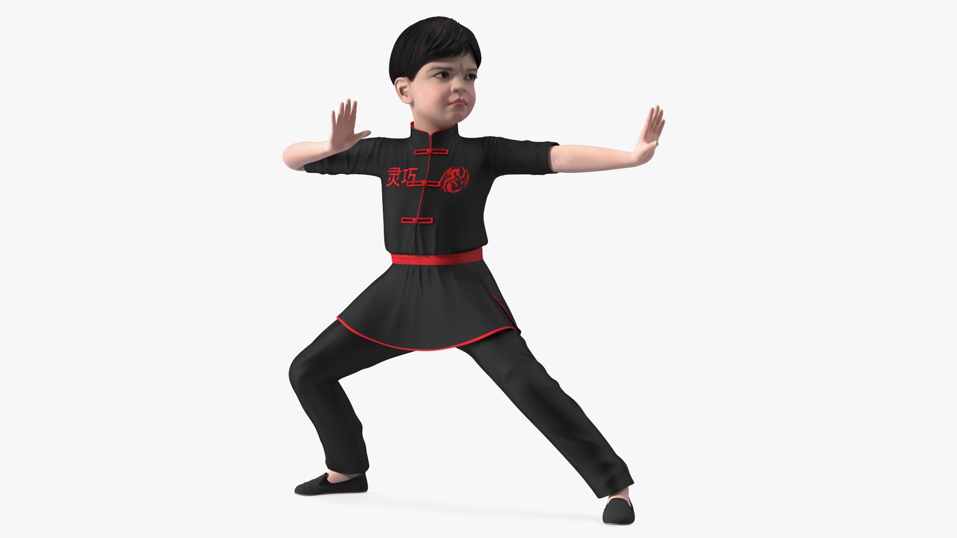 Asian Child Boy in Kimono 3D model preview