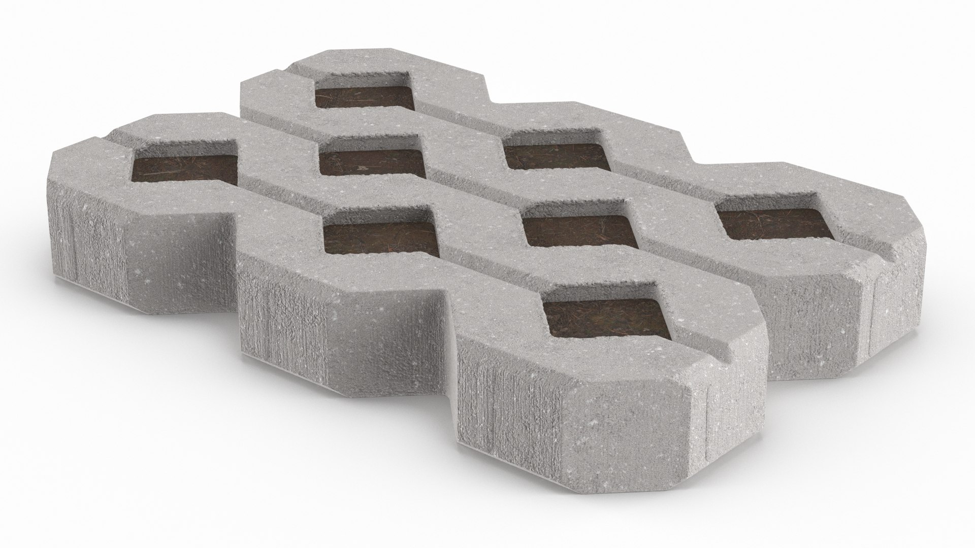 Concrete Grid Paver 3D model preview