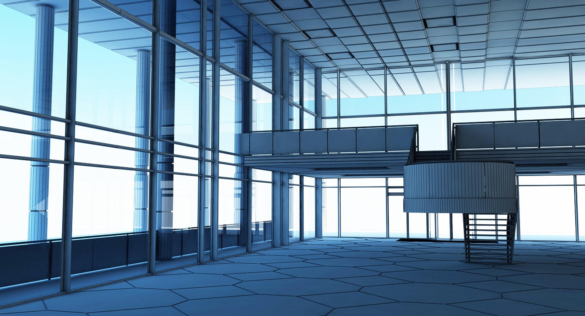 3d model large modern glass building