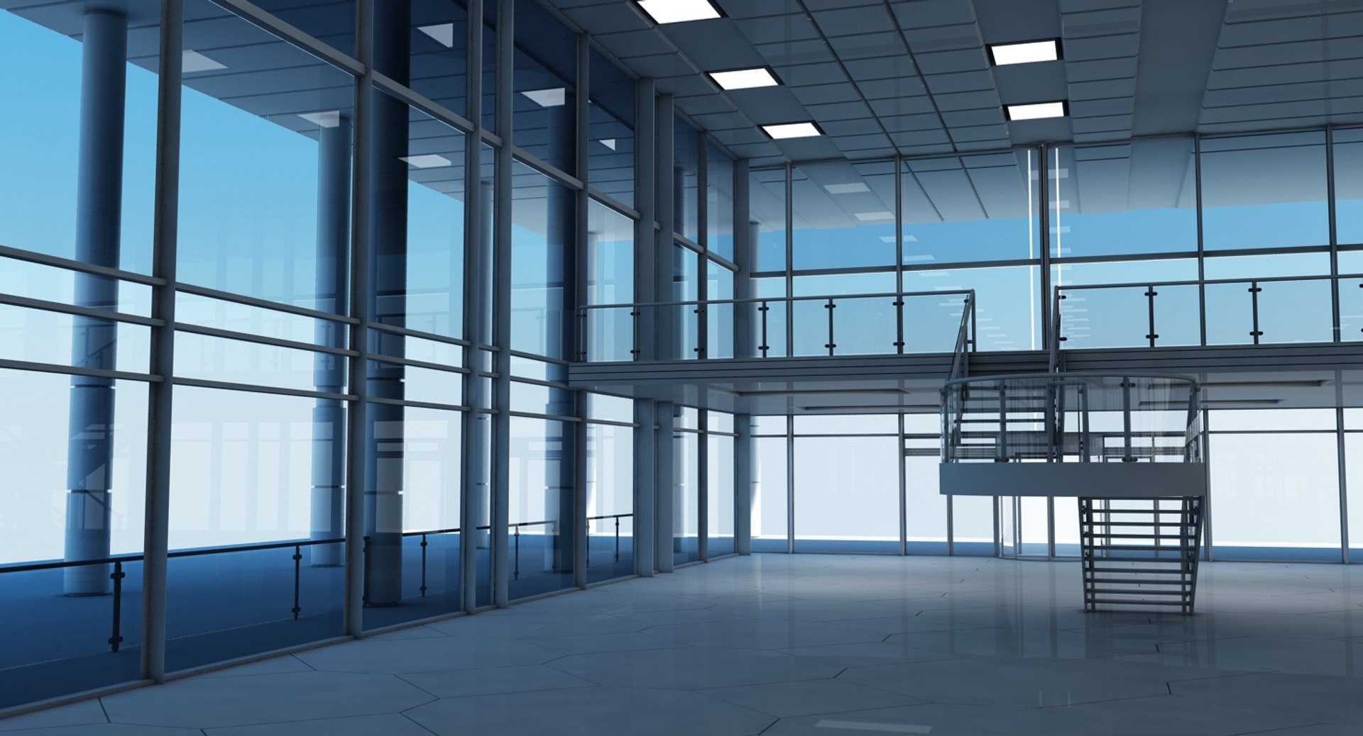 3d model large modern glass building