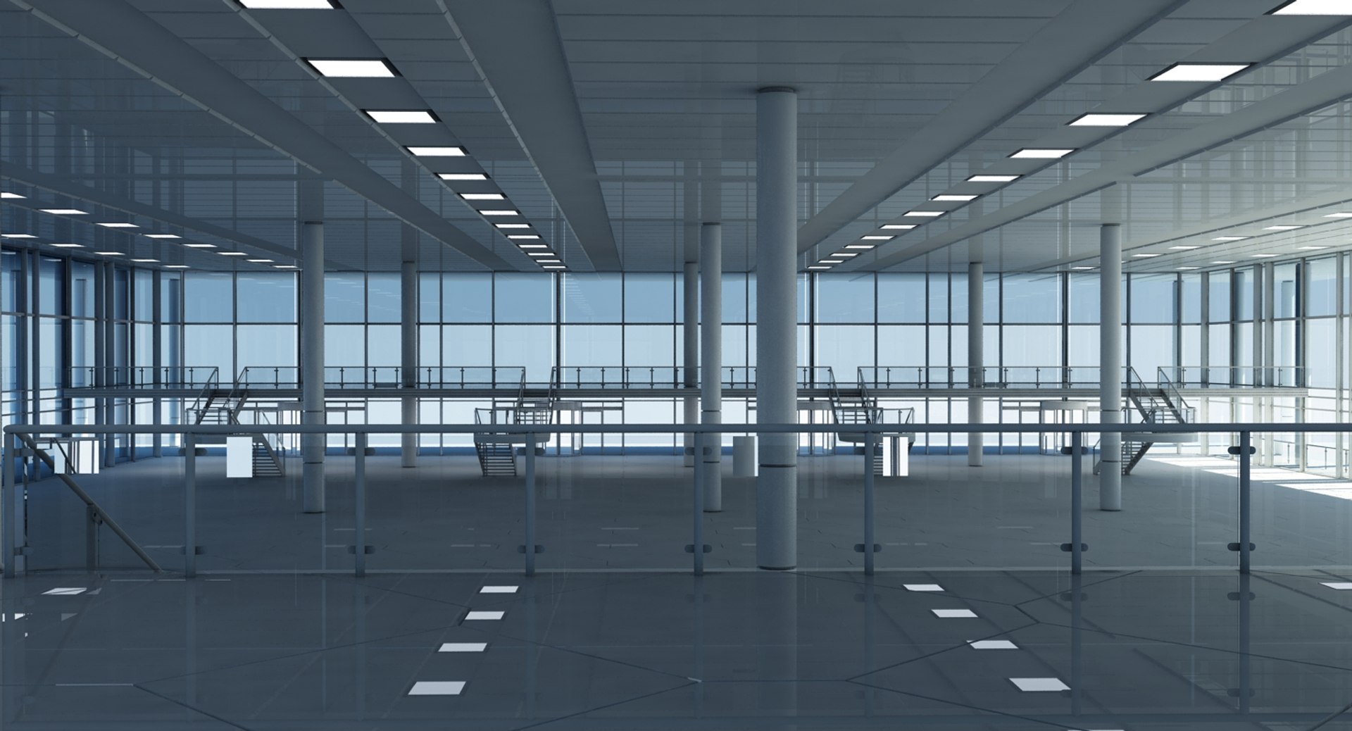 3d model large modern glass building