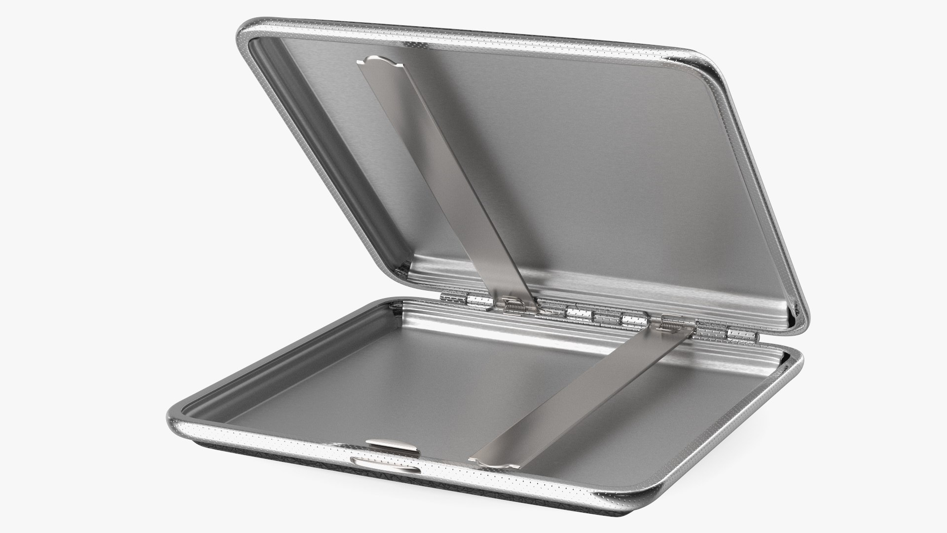 Metal Cigarette Case Silver and Black Open 3D model preview