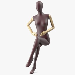 3D model Flexible Female Mannequin Sitting Pose Satin Red