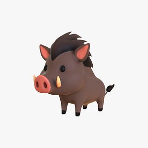 3D model Cartoon Wild Boar Animal 02