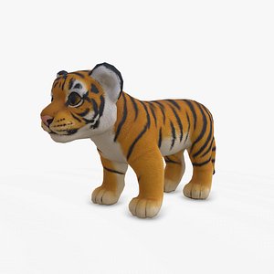 Tiger Cub Plush Soft Toy Stuffed Animal Low-poly PBR 3D model