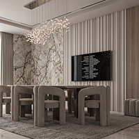 Modern Vertical Fluted TV background Wall Panel Relief STL CNC 07