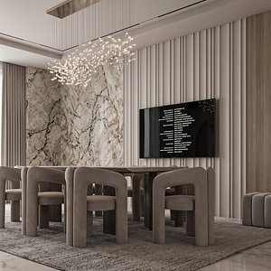 Modern Vertical Fluted TV background Wall Panel Relief STL CNC 07