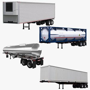 3D US Semitruck Trailers Collection model