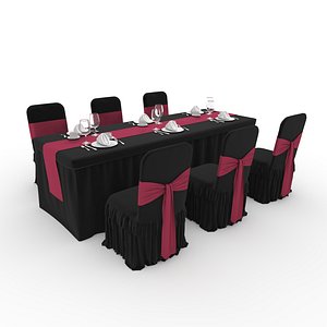 3D Banquet Table and Chair 127 model