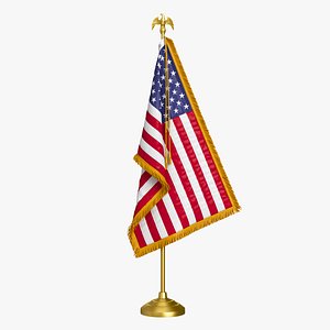 3D American Table Flag with Pole Eagle Topper