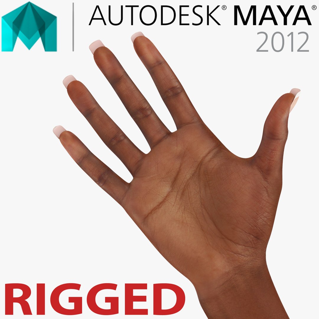 Female Hand African American Rigged for Maya 3D model preview