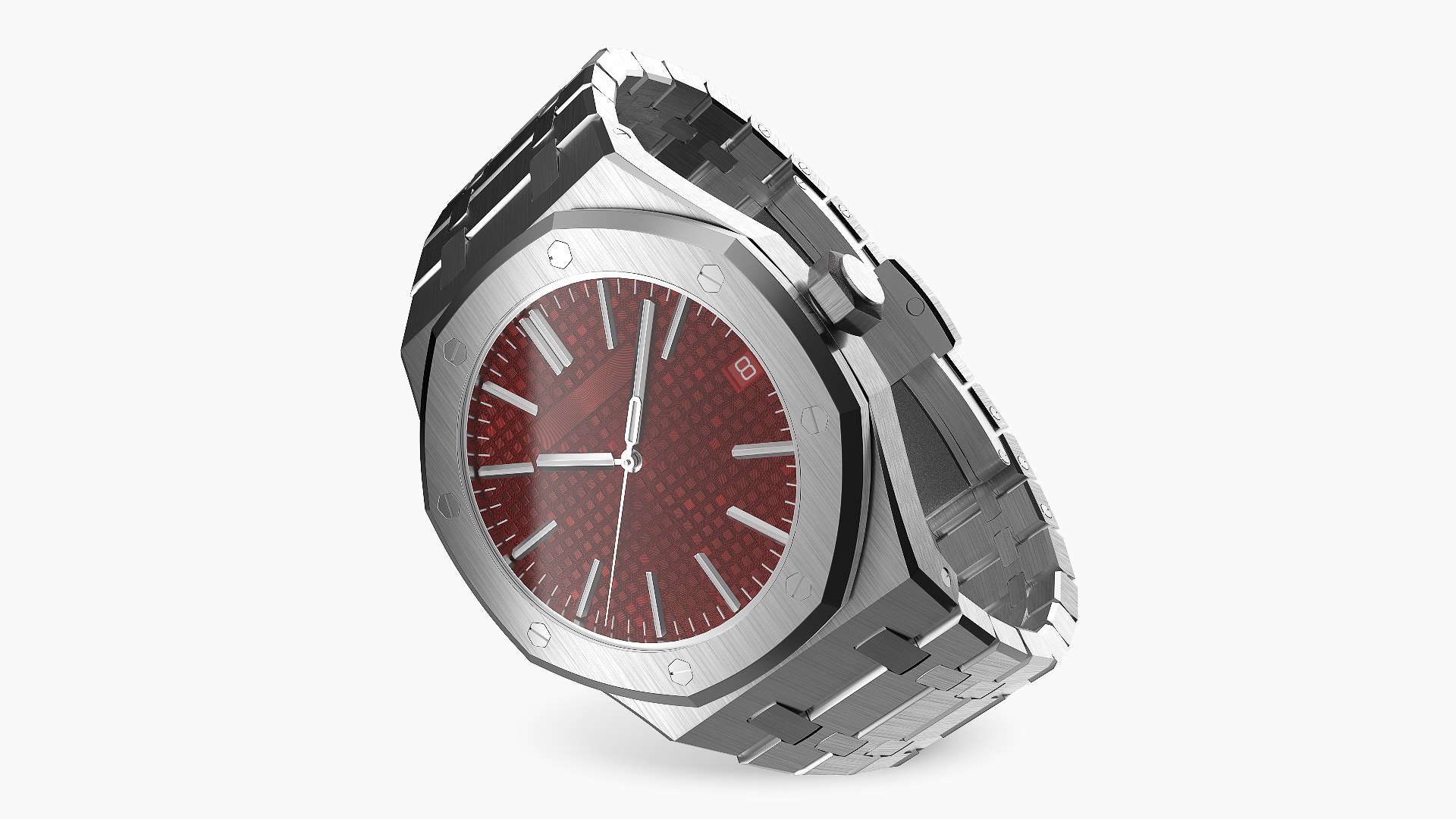 Luxury Royal Watch Red Stainless Steel Selfwinding Chronograph 3D model preview