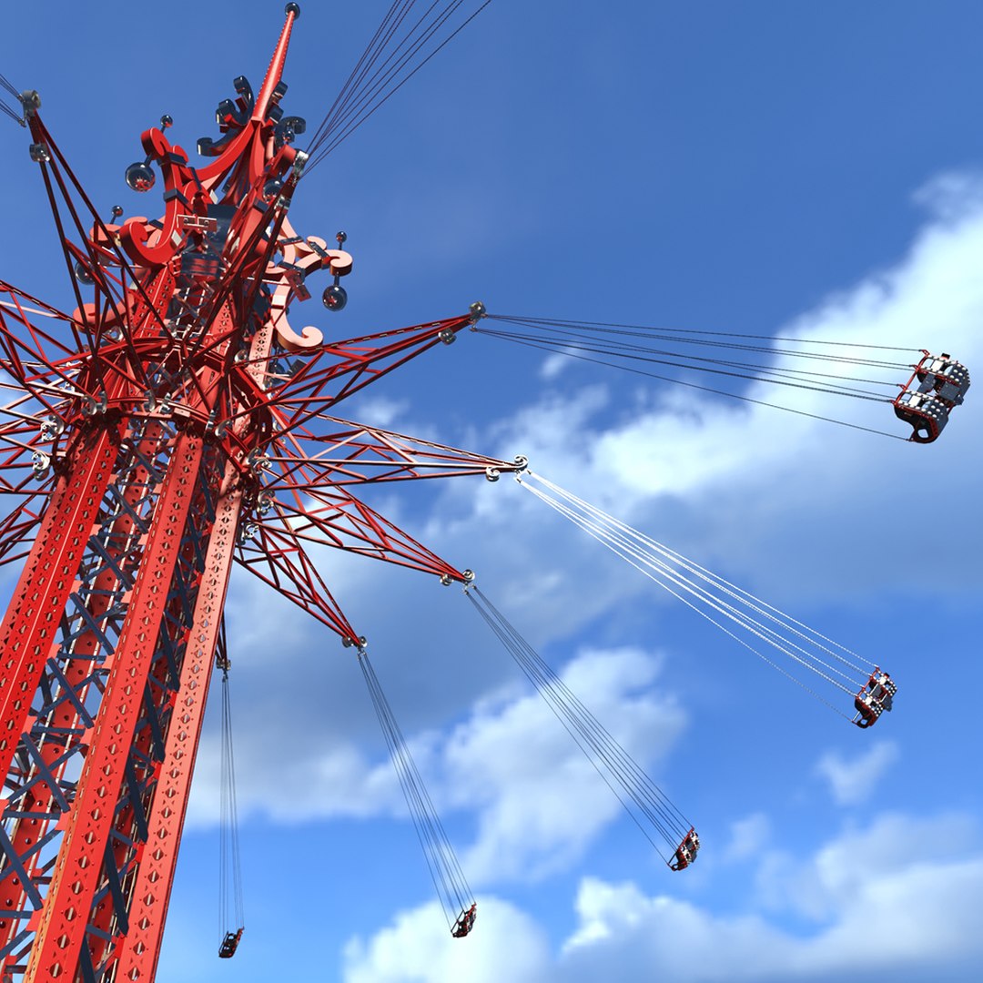 Vertical swing Carousel Rigged 3D model preview
