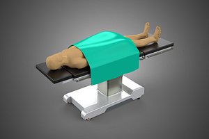 HUMAN BODY MANNEQUIN MEDICAL SURGICAL OPERATING TABLE BED DRAPE 3D model