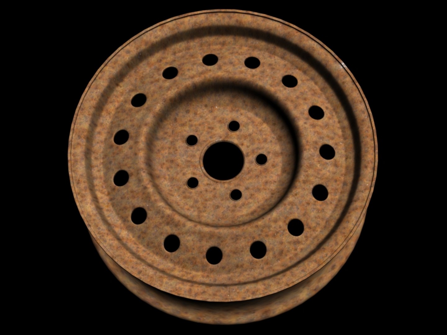 rusty steel rims set 3d model