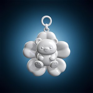 3D Chibipanda Flower Pendant 3D Print Model model