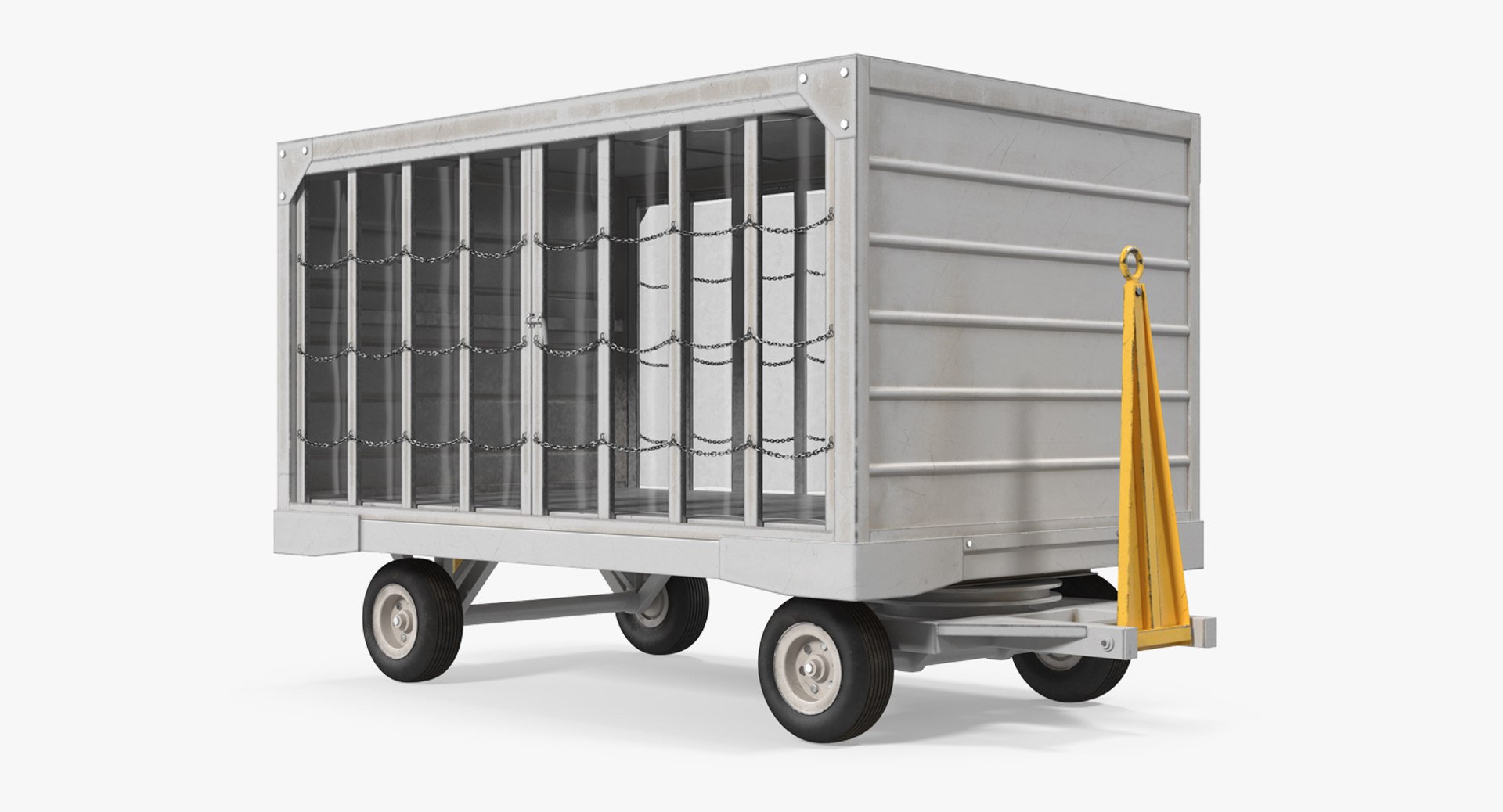Airport Closed Baggage Trailer Rigged 3D Model 3D model preview
