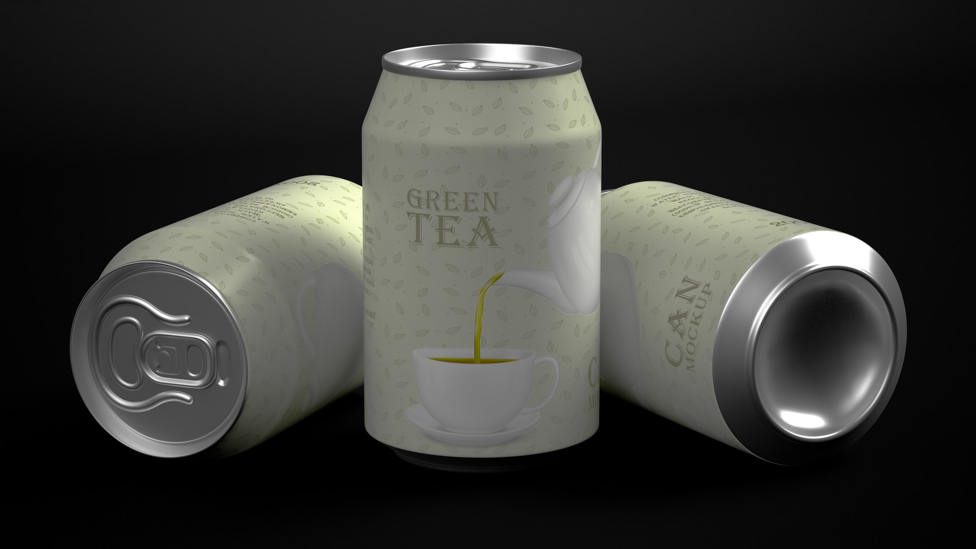 3D Green Tea Can Mockup 200ml - TurboSquid 2060278
