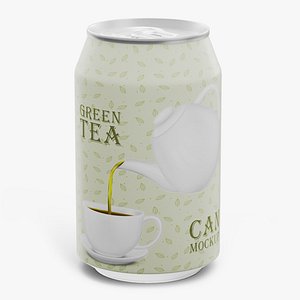 3D Green Tea Can Mockup 200ml