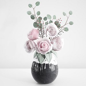 tender decorative bouquet peonies 3D