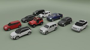 collection of 10 low poly cars SUV