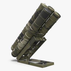 3D model Deployed Air Defense Launcher Module in Green Camo